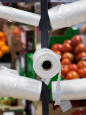 Plastic bags in a supermarket.